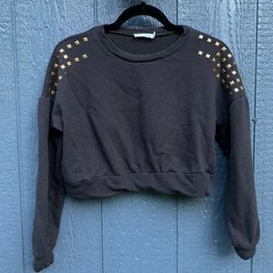 Chloe & Katie Crop Brown Sweatshirt Size M
